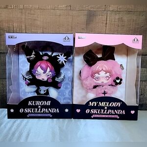 NIB Authentic Pop Mart Set, Kuromi & My Melody Skullpanda Plush Series